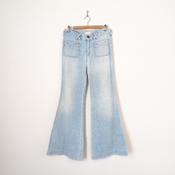 Current/Elliott Light Trash Wash Y2K Faded Low Rise Wide Leg Flare The X Jeans - Picture 1 of 4